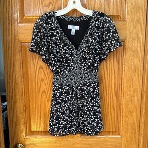Floral Black and White Women's Top